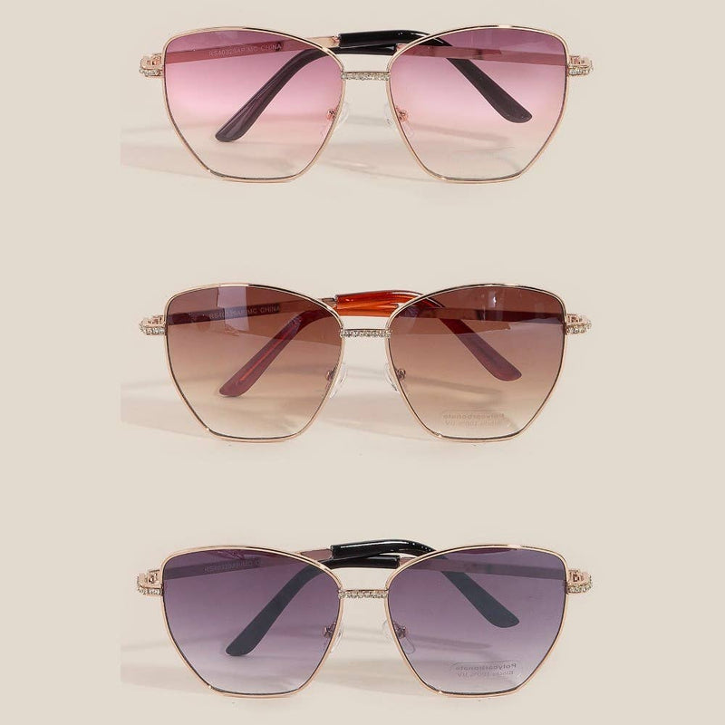 Rhinestone Accent Aviator Sunglasses Set: ASSORTED