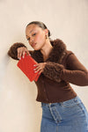 Riley Beige Sweater 3 Compartment Crossbody/Wristlet