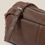 Greige Belt Strap Rectangular Hand Bag