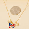 Heart & USA Bow Charm Necklace