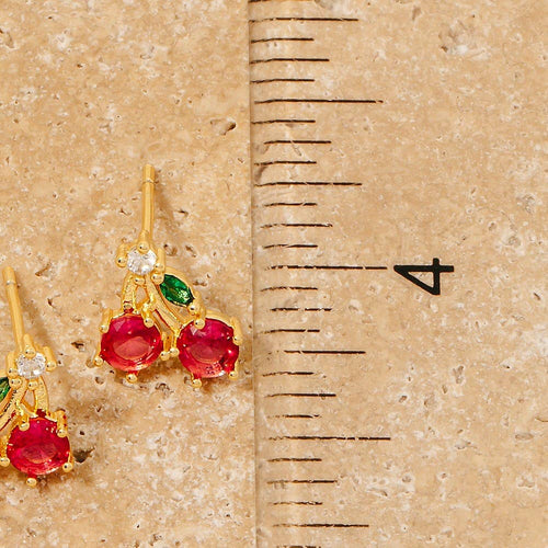 Faceted Cherry Gem Stud Earrings