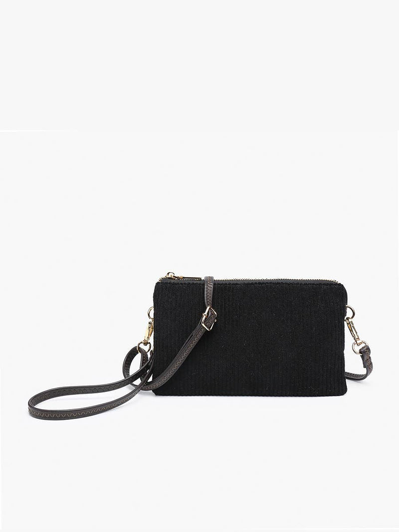 Riley Black 3 Compartment Crossbody/Wristlet