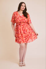 Megan Waist Tie Floral Print Dress (S-3XL)