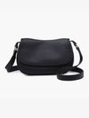 Daia Black Whipstitch Flapover Crossbody Bag