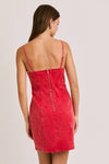 Red Denim Bustier Mini Dress