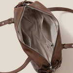 Greige Belt Strap Rectangular Hand Bag