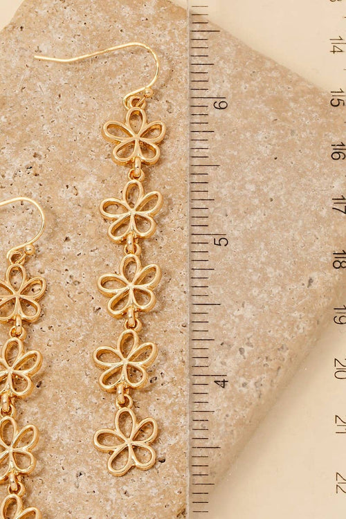 Dainty Metallic Flower Chain Dangle Earrings