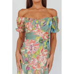 Sage Green Floral Printed Midi Dress
