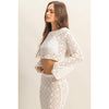 White Open Stitch Knit Long Sleeve Crop Top