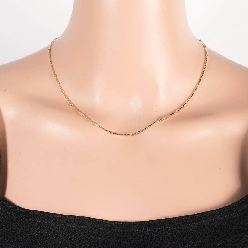 Gold Dipped Intricate Station Dainty Chain Necklace Set
