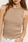 Biscuit Stretchy Ribbed Sleeveless Top