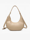 Taupe Aria Whipstitch Crescent Shoulder Bag