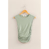 Sage Green Cap Sleeve Ruched Detail Top