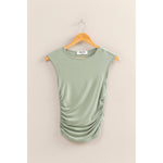 Sage Green Cap Sleeve Ruched Detail Top