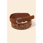Metallic Stars Studded Faux Leather Brown Belt