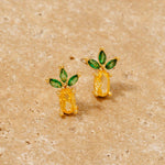 Faceted Pineapple Gem Stud Earrings