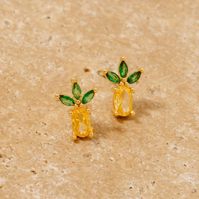 Faceted Pineapple Gem Stud Earrings