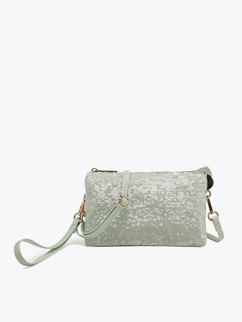 Lt. Green Riley Sequin Crossbody/Wristlet