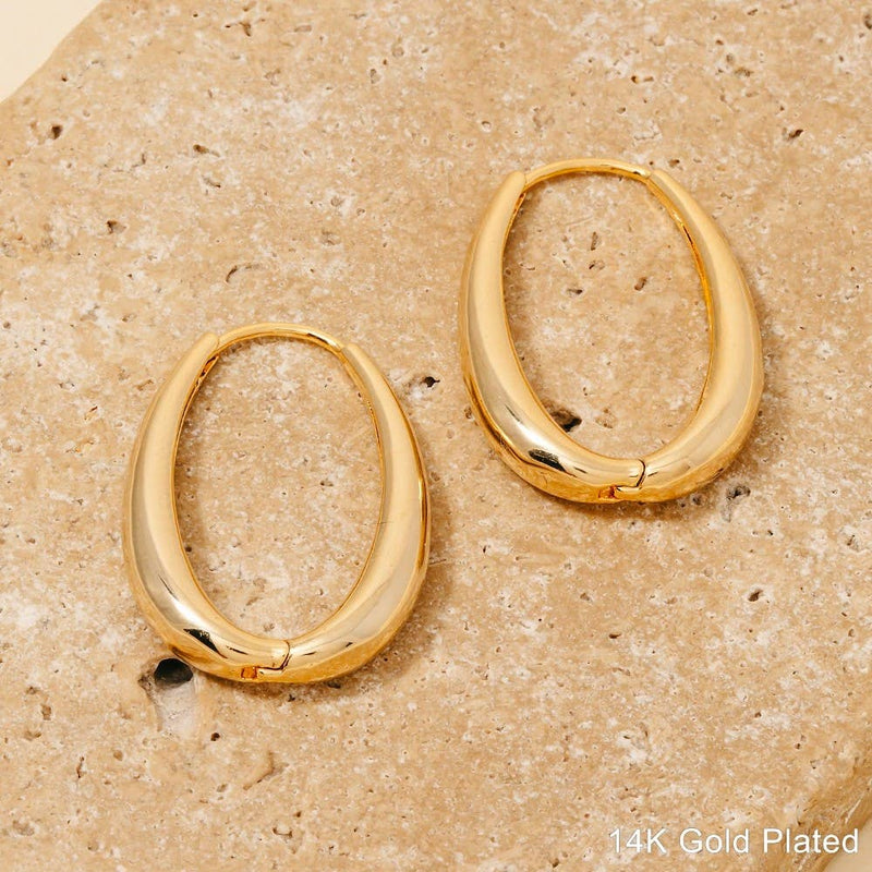Gold Dipped Oval Hinge Hoop Earrings