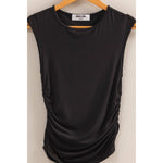 Black Cap Sleeve Ruched Detail Top