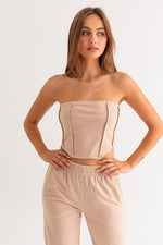 Beige Corset Tube Top