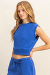 Ivory Fitted Banded Waist Sleeveless Crop Top