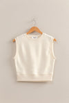Ivory Fitted Banded Waist Sleeveless Crop Top