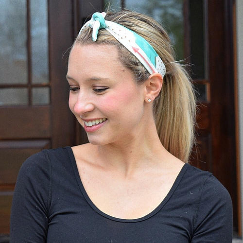 Teal and White Knotted Headband
