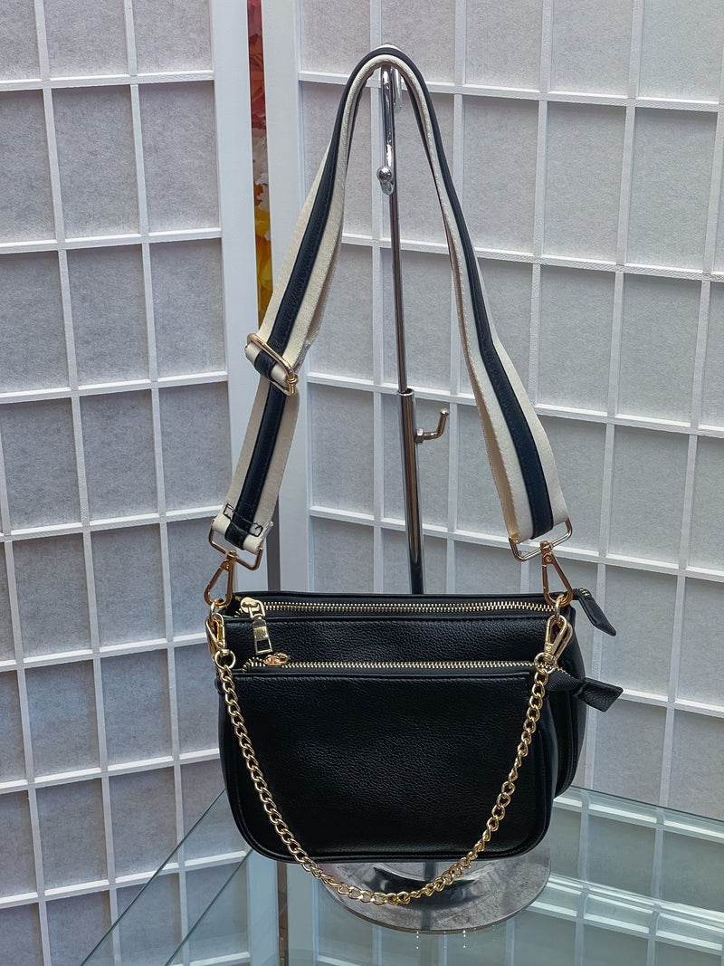 Alexa Faux Leather Double Bag W strap