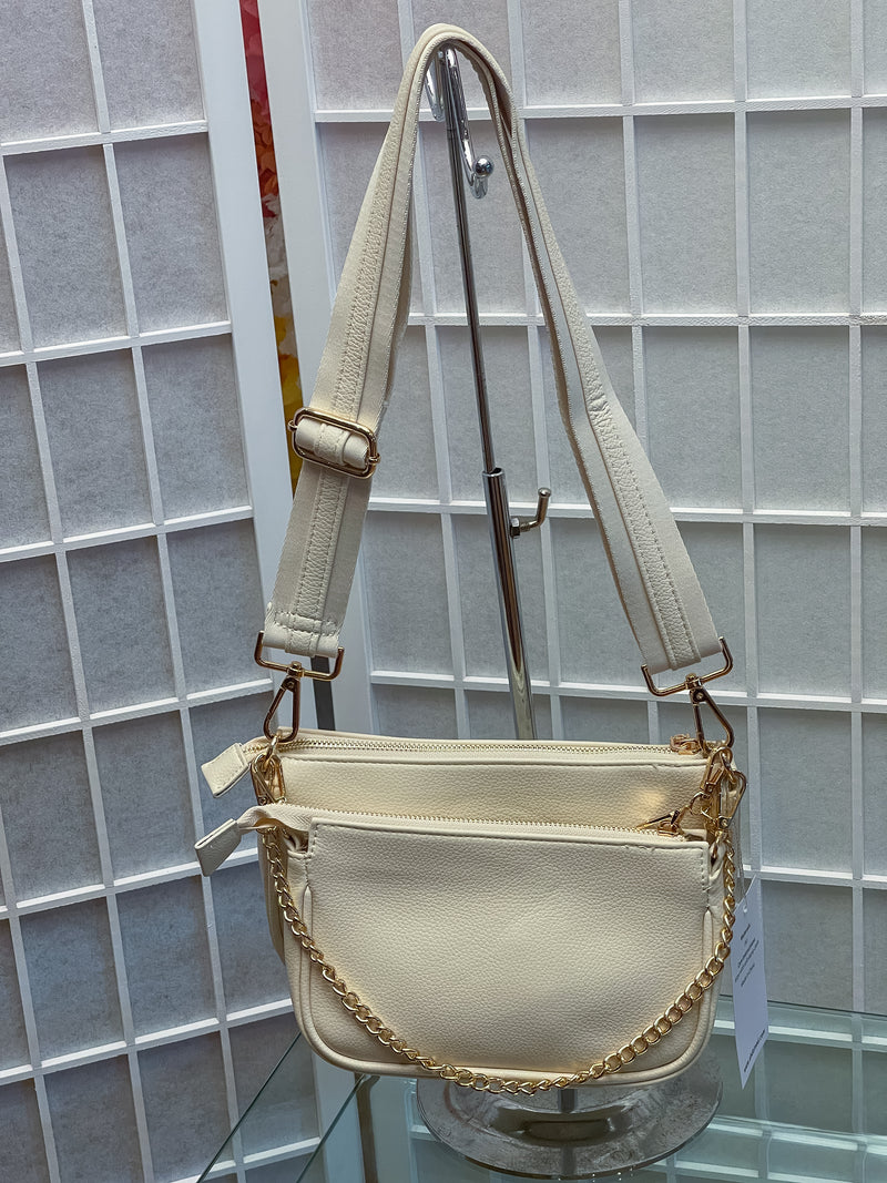 Alexa Faux Leather Double Bag W strap