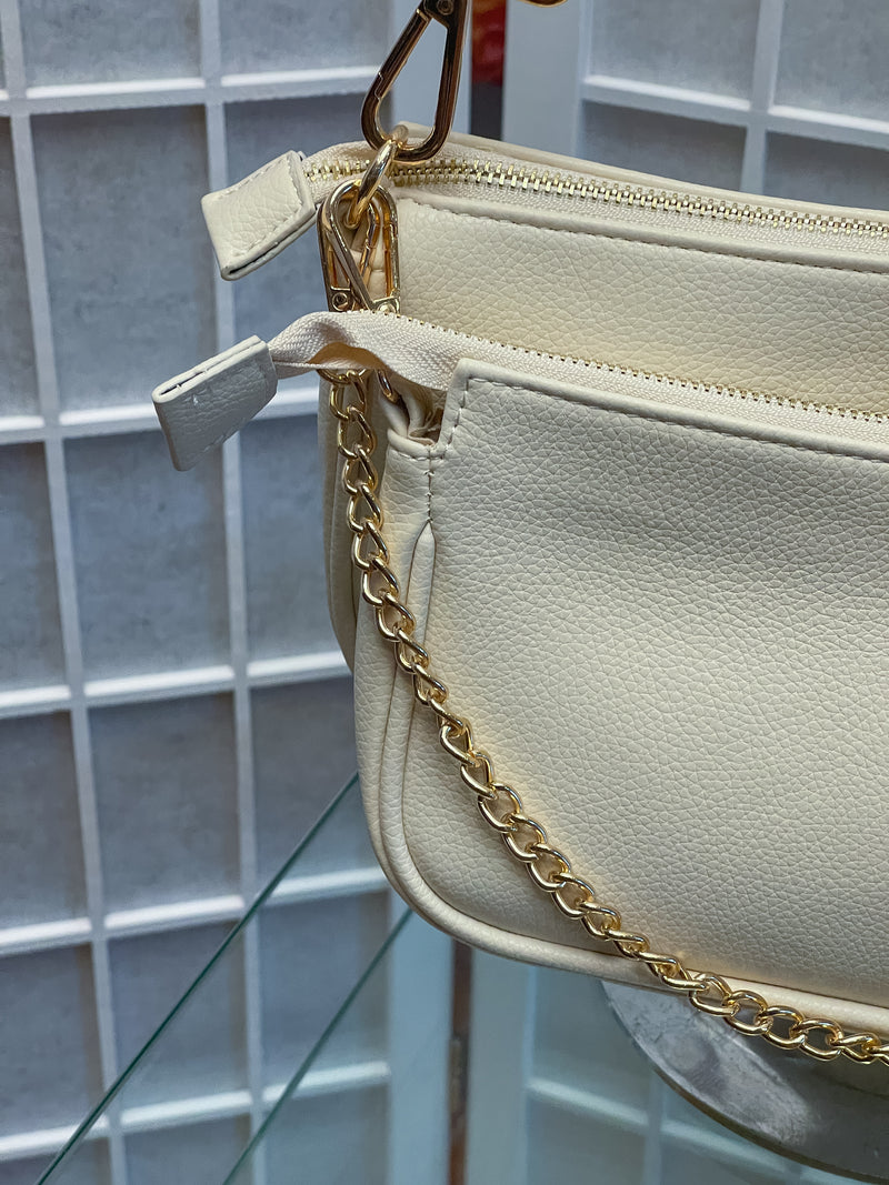 Alexa Faux Leather Double Bag W strap