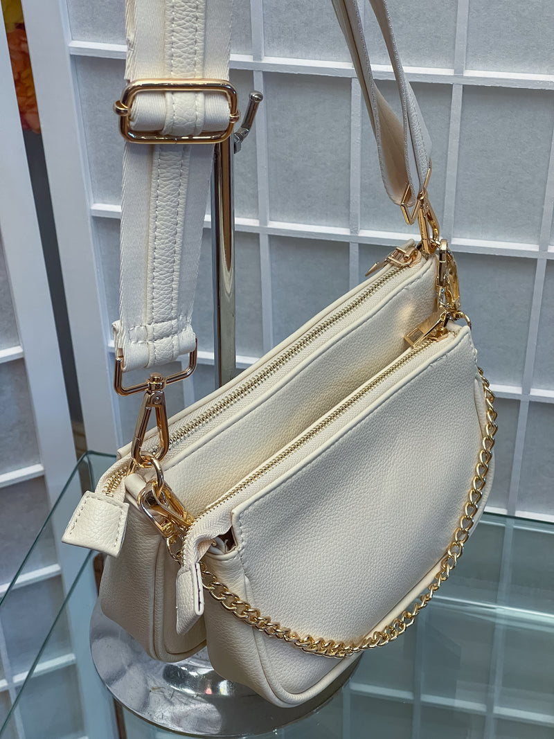 Alexa Faux Leather Double Bag W strap