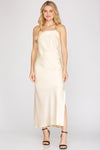 Simply Dreamy White Satin Maxi Dress