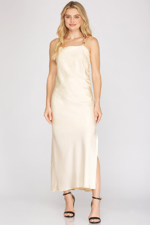 Simply Dreamy White Satin Maxi Dress