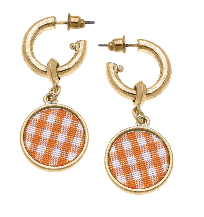 Gingham Drop Hoop Earrings