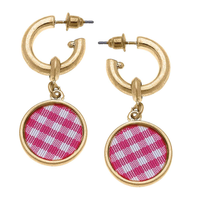Gingham Drop Hoop Earrings