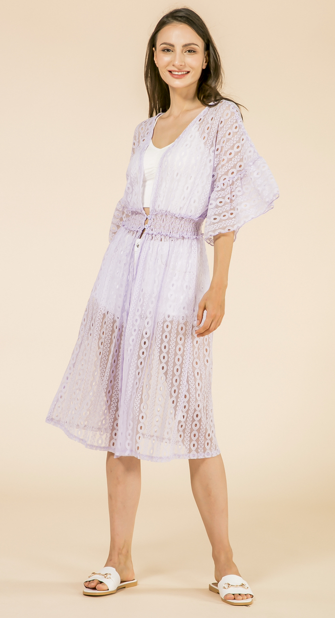 Lavender Eyelet Long Cover-up
