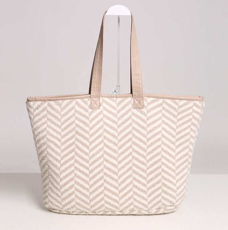 Herringbone Fuzzy Tote Bag