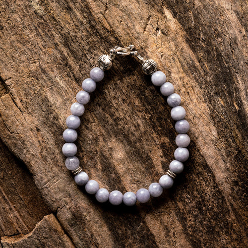 Grey Jade Natural Gemstone Bracelet (Clear or Solid)