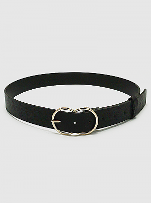 Black and Gold Buckle Leatherette Belt