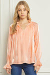 Peach Iridescent Long Sleeve Top