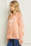 Peach Iridescent Long Sleeve Top