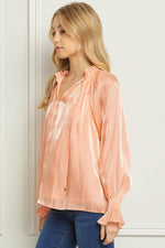 Peach Iridescent Long Sleeve Top